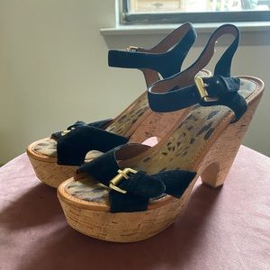 Size 8 | Sam Edelman Warner Black Suede Platforms